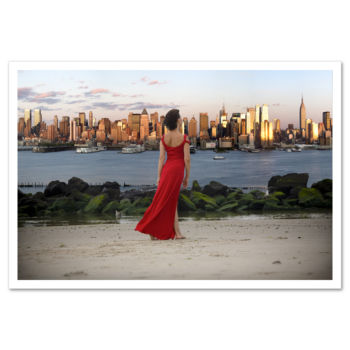 # MP-1729<br>Lady in Red looking at Midtown at Sunset