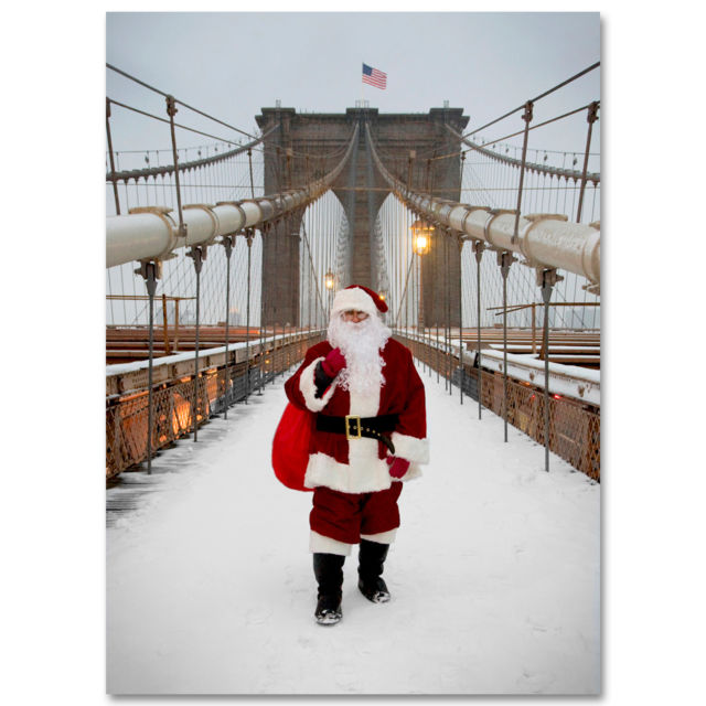 BMC-3214 Santa Walking on Brooklyn Bridge BMC-3214 Santa Walking on Brooklyn Bridge NYC Boxed Cards Set of 12