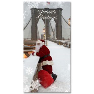 MCH-3215 Santa Watching Traffic Brooklyn Bridge MCH-3215 Santa Watching Traffic Brooklyn Bridge NYC Christmas Money Card Set of 6