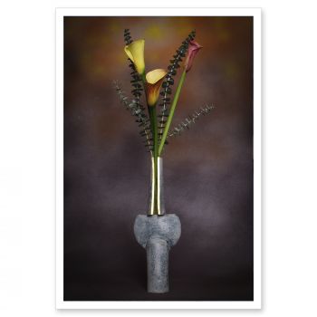 Calla Lilies in Unique Designer Vase Still Life Art Photo Print